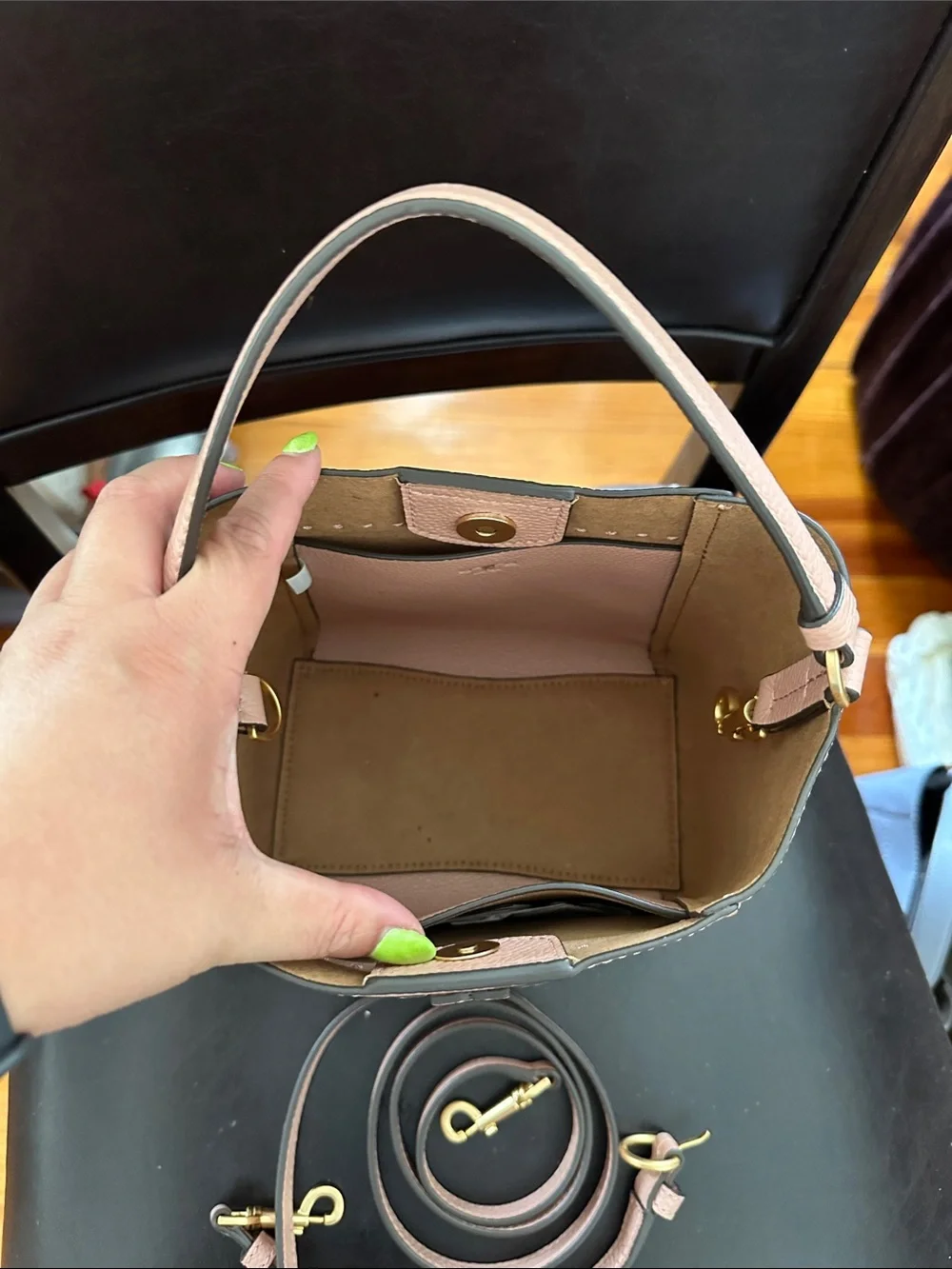 Tory Burch Pink Pebbled McGraw mini Bucket Bag